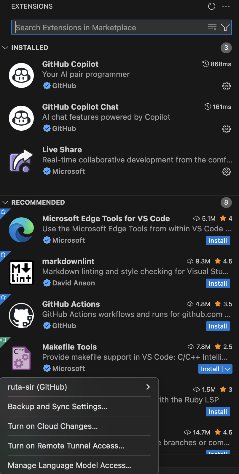 Extensions Setup